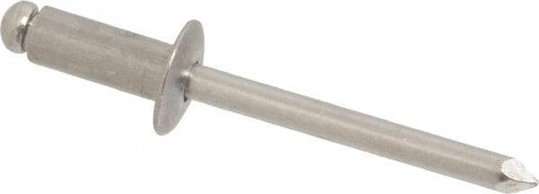 Marson - Button Head Aluminum Open End Blind Rivet - Aluminum Mandrel, 0.251" to 3/8" Grip, 1/2" Head Diam, 0.257" to 0.261" Hole Diam, 5/8" Length Under Head, 1/4" Body Diam - USA Tool & Supply