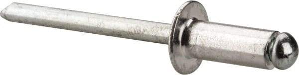 Marson - Button Head Aluminum Open End Blind Rivet - Steel Mandrel, 3/16" to 1/4" Grip, 3/8" Head Diam, 0.192" to 0.196" Hole Diam, 0.45" Length Under Head, 3/16" Body Diam - USA Tool & Supply