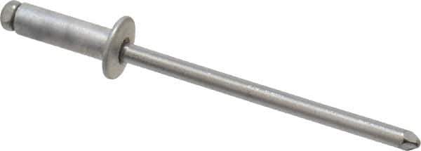 Marson - Button Head Aluminum Open End Blind Rivet - Steel Mandrel, 3/16" to 1/4" Grip, 1/4" Head Diam, 0.129" to 0.133" Hole Diam, 0.4" Length Under Head, 1/8" Body Diam - USA Tool & Supply