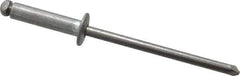 Marson - Button Head Aluminum Open End Blind Rivet - Steel Mandrel, 5/16" to 3/8" Grip, 1/4" Head Diam, 0.129" to 0.133" Hole Diam, 0.525" Length Under Head, 1/8" Body Diam - USA Tool & Supply