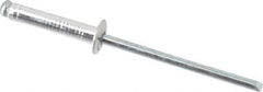 Marson - Button Head Aluminum Open End Blind Rivet - Steel Mandrel, 0.376" to 1/2" Grip, 1/4" Head Diam, 0.129" to 0.133" Hole Diam, 0.65" Length Under Head, 1/8" Body Diam - USA Tool & Supply