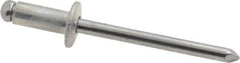 Marson - Button Head Aluminum Open End Blind Rivet - Steel Mandrel, 3/16" to 1/4" Grip, 3/8" Head Diam, 0.192" to 0.196" Hole Diam, 0.45" Length Under Head, 3/16" Body Diam - USA Tool & Supply