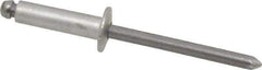 Marson - Button Head Aluminum Open End Blind Rivet - Steel Mandrel, 0.376" to 1/2" Grip, 3/8" Head Diam, 0.192" to 0.196" Hole Diam, 0.7" Length Under Head, 3/16" Body Diam - USA Tool & Supply