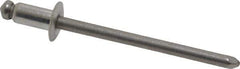 Marson - Button Head Stainless Steel Open End Blind Rivet - Stainless Steel Mandrel, 1/32" to 1/8" Grip, 1/4" Head Diam, 0.129" to 0.133" Hole Diam, 0.275" Length Under Head, 1/8" Body Diam - USA Tool & Supply