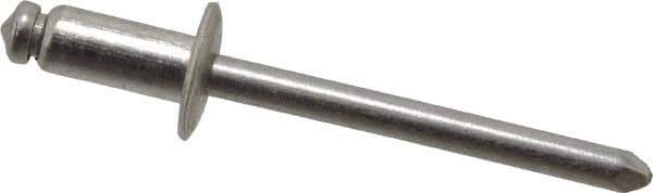 Marson - Button Head Stainless Steel Open End Blind Rivet - Stainless Steel Mandrel, 3/16" to 1/4" Grip, 3/8" Head Diam, 0.192" to 0.196" Hole Diam, 0.45" Length Under Head, 3/16" Body Diam - USA Tool & Supply