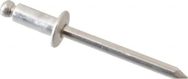 Marson - Button Head Aluminum Open End Blind Rivet - Aluminum Mandrel, 3/16" to 1/4" Grip, 3/8" Head Diam, 0.192" to 0.196" Hole Diam, 0.45" Length Under Head, 3/16" Body Diam - USA Tool & Supply