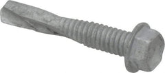 Buildex - #12, Hex Washer Head, Hex Drive, 1-1/4" Length Under Head, #5 Point, Self Drilling Screw - Steel - USA Tool & Supply