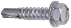 Buildex - #10, Oval Head, Hex Drive, 1-1/4" OAL, #3 Point, Self Drilling Screw - Steel - USA Tool & Supply