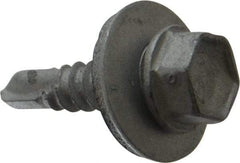 Buildex - #10, Hex Washer Head, Hex Drive, 3/4" Length Under Head, #3 Point, Self Drilling Screw - Steel - USA Tool & Supply