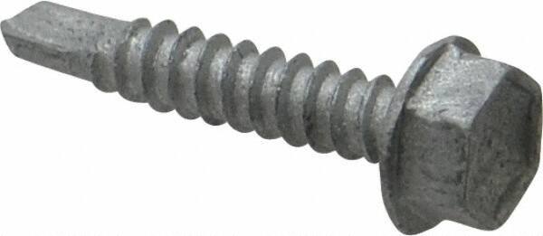 Buildex - #10, Hex Washer Head, Hex Drive, 1" Length Under Head, #3 Point, Self Drilling Screw - Steel - USA Tool & Supply