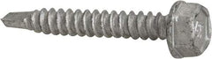 Buildex - #10, Hex Washer Head, Hex Drive, 1-1/4" Length Under Head, #3 Point, Self Drilling Screw - Steel - USA Tool & Supply
