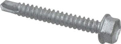 Buildex - #10, Hex Washer Head, Hex Drive, 1-1/2" Length Under Head, #3 Point, Self Drilling Screw - Steel - USA Tool & Supply