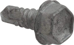 Buildex - #10, Hex Washer Head, Hex Drive, 1/2" Length Under Head, #3 Point, Self Drilling Screw - Steel - USA Tool & Supply