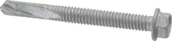 Buildex - #12, Hex Washer Head, Hex Drive, 2" Length Under Head, #5 Point, Self Drilling Screw - Steel - USA Tool & Supply