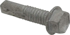 Buildex - #12, Hex Washer Head, Hex Drive, 7/8" Length Under Head, #4 Point, Self Drilling Screw - Steel - USA Tool & Supply