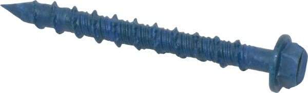 Made in USA - 3/16" Diam, 1-3/4" Length Under Head, Hex Drive, Concrete Screw & Masonry Fastener - Steel, Blue Climaseal Finish, Includes Drill Bit - USA Tool & Supply
