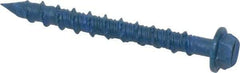 Made in USA - 3/16" Diam, 1-3/4" Length Under Head, Hex Drive, Concrete Screw & Masonry Fastener - Steel, Blue Climaseal Finish, Includes Drill Bit - USA Tool & Supply