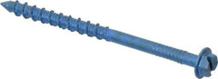 Made in USA - 3/16" Diam, 2-3/4" Length Under Head, Hex Drive, Concrete Screw & Masonry Fastener - Steel, Blue Climaseal Finish, Includes Drill Bit - USA Tool & Supply