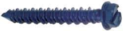Made in USA - 1/4" Diam, 3-3/4" Length Under Head, Hex Drive, Concrete Screw & Masonry Fastener - Steel, Blue Climaseal Finish, Includes Drill Bit - USA Tool & Supply