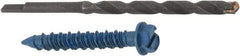 Made in USA - 1/4" Diam, 1-3/4" Length Under Head, Hex Drive, Concrete Screw & Masonry Fastener - Steel, Blue Climaseal Finish, Includes Drill Bit - USA Tool & Supply