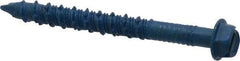 Made in USA - 1/4" Diam, 2-1/4" Length Under Head, Hex Drive, Concrete Screw & Masonry Fastener - Steel, Blue Climaseal Finish, Includes Drill Bit - USA Tool & Supply