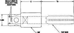 Parlec - 1.108" Tap Shank Diam, 0.831" Tap Square Size, 1-5/16" & 1-3/8" Tap, - 2-1/4" Projection, 1-1/4" Shank OD, Through Coolant, Series Numertap 770 - Exact Industrial Supply