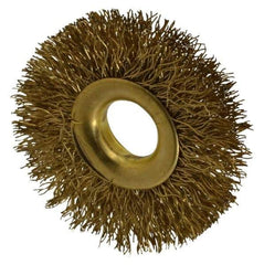 Value Collection - 2" OD, 1/2" Arbor Hole, Crimped Brass-Coated Steel Wheel Brush - 5/16" Face Width, 1/2" Trim Length, 0.012" Filament Diam, 15,000 RPM - USA Tool & Supply