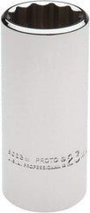 Proto - 3/8" Drive, Deep Hand Socket - 12 Points, 2-3/4" OAL, Chrome Vanadium, Chrome Finish - USA Tool & Supply