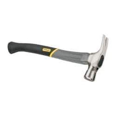 Stanley - 1-3/8 Lb Head, Straight Rip Claw Axe Handle Framing Hammer - 18" OAL, Forged Steel Head, 1-1/4" Face Diam, Checkered Face, Graphite Handle with Grip - USA Tool & Supply