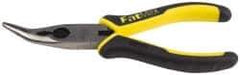 Stanley - 6-3/4" OAL, 1-13/16" Jaw Length x 11/16" Jaw Width, Long Nose Side Cutting Bent Nose Pliers - Serrated Jaw, Double Injection Molded Handles - USA Tool & Supply