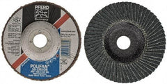 PFERD - 60 Grit, 4" Disc Diam, 5/8" Center Hole, Type 27 Zirconia Alumina Flap Disc - 15,300 Max RPM, Fiberglass Backing, Arbor Attaching System, Coated - USA Tool & Supply