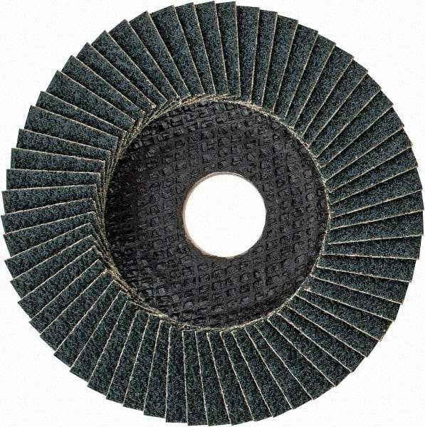PFERD - 40 Grit, 4-1/2" Disc Diam, 7/8" Center Hole, Type 27 Zirconia Alumina Flap Disc - 13,300 Max RPM, Fiberglass Backing, Arbor Attaching System, Coated - USA Tool & Supply