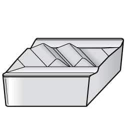 Kennametal - NPR51, KT315 Grade Cermet Profiling Insert - TiN/TiCN/TiN Finish, 55° Incl Angle, Parallelogram, 0.4567" Side Length, 1/8" Thick, 1/64" Corner Radius - USA Tool & Supply