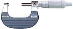 Mitutoyo - 25 to 50mm Range, 0.01mm Graduation, Mechanical Outside Micrometer - Ratchet Stop Thimble, Accurate to 0.0001" - USA Tool & Supply