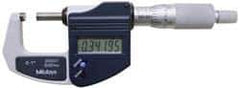 Mitutoyo - 0.001 mm Resolution, Standard Throat, Electronic Outside Micrometer - Includes Stand - USA Tool & Supply