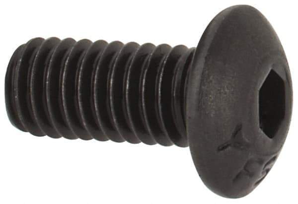Value Collection - #8-36 UNF Hex Socket Drive, Button Screw - Alloy Steel, Black Oxide Finish, Fully Threaded, 3/8" Length Under Head - USA Tool & Supply