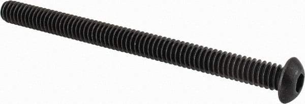 Value Collection - 1/4-20 UNC Hex Socket Drive, Button Screw - Alloy Steel, Black Oxide Finish, Fully Threaded, 3-1/4" Length Under Head - USA Tool & Supply