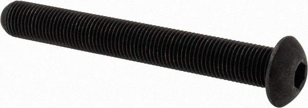 Value Collection - 3/8-24 UNF Hex Socket Drive, Button Screw - Alloy Steel, Black Oxide Finish, Fully Threaded, 3" Length Under Head - USA Tool & Supply