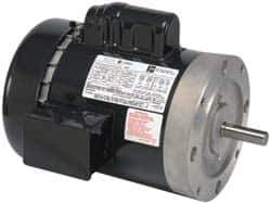 US Motors - 1.5 hp, TEFC Enclosure, No Thermal Protection, 1,725 RPM, 115/208-230 Volt, 60 Hz, Single Phase Capacitor Start-Cap Run Motor - Size 56C Frame, C-Face Mount, 1 Speed, Ball Bearings, 16.6/8.3 Full Load Amps, B Class Insulation, Reversible - USA Tool & Supply