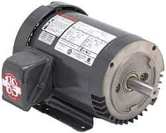 US Motors - 1/3 hp, TEFC Enclosure, No Thermal Protection, 1,150 RPM, 208-230/460 Volt, 60 Hz, Three Phase Standard Efficient Motor - Size 56 Frame, Rigid Mount, 1 Speed, Ball Bearings, 1.3-1.3/0.6 Full Load Amps, F Class Insulation, Reversible - USA Tool & Supply