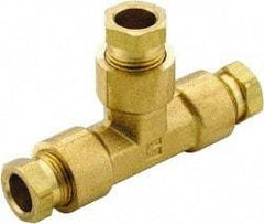 Parker - 1/2" OD, Brass Union Tee - 1,150 Max Working psi, 3/4" Hex, Comp x Comp x Comp Ends - USA Tool & Supply