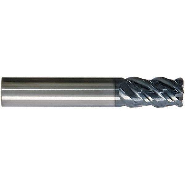 SGS - 3/8", 4 Flute, Single End, Solid Carbide, 0.0150 - 0.0200" Corner Radius End Mill - 2-1/2" OAL, Right Hand Flute, 7/8" LOC, Right Hand Cut - USA Tool & Supply