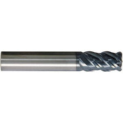 SGS - 3/8", 4 Flute, Single End, Solid Carbide, 0.0150 - 0.0200" Corner Radius End Mill - 2-1/2" OAL, Right Hand Flute, 7/8" LOC, Right Hand Cut - USA Tool & Supply