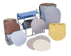 Norton - 5" Diam, 120 Grit Ceramic Adhesive PSA Disc - Medium Grade, Maroon, F Weighted Backing, Flexible - USA Tool & Supply