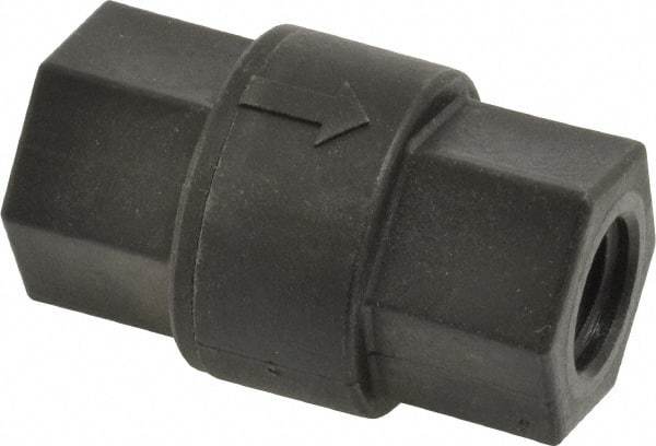 Specialty Mfr - 1/4" Polypropylene Check Valve - Inline, FNPT x FNPT, 125 WOG - USA Tool & Supply