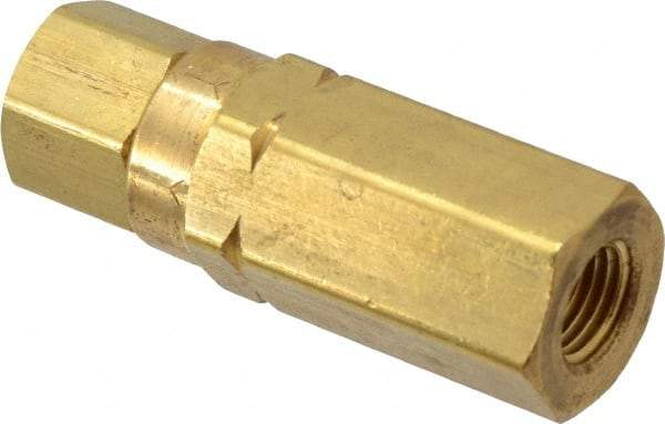 Specialty Mfr - 1/4" Brass Check Valve - Inline, FNPT x FNPT, 3,000 WOG - USA Tool & Supply
