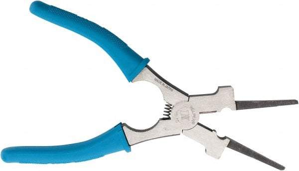 Harris Products - 8-1/2" OAL, 1-3/4" Jaw Length, Long Nose Side Cutting Welder's Pliers - Serrated Jaw, Needle Nose Head, Insulated Handles, with Spring - USA Tool & Supply