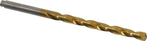 Hertel - 3/16" 135° Cobalt Jobber Drill - TiN Finish, Right Hand Cut, Spiral Flute, Straight Shank, 3-1/2" OAL, Split Point - USA Tool & Supply
