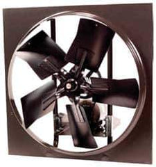 Fantech - 30" Blade, Belt Drive, 1 hp, 10,565 CFM, Drip-proof Exhaust Fan - 34" Opening Height x 34" Opening Width, 16" Deep, 6" Projection, 115/230 Volt, 1 Speed, Single Phase - USA Tool & Supply