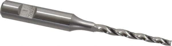 Made in USA - 1° Taper Angle per Side, 1/8" Small End Diam, 1-1/2" LOC, High Speed Steel 3 Flute Tapered Square End Mill - 3-1/4" OAL, 3/8" Shank Diam, Spiral Flute - USA Tool & Supply